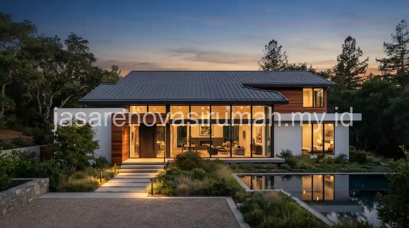 Atap metal pada rumah bergaya modern