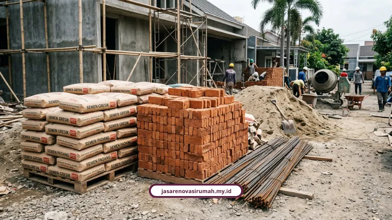 Biaya renovasi rumah Surabaya per m2 2026 dengan simulasi RAB dan harga material