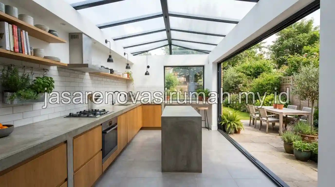Penambahan ruang dapur belakang rumah